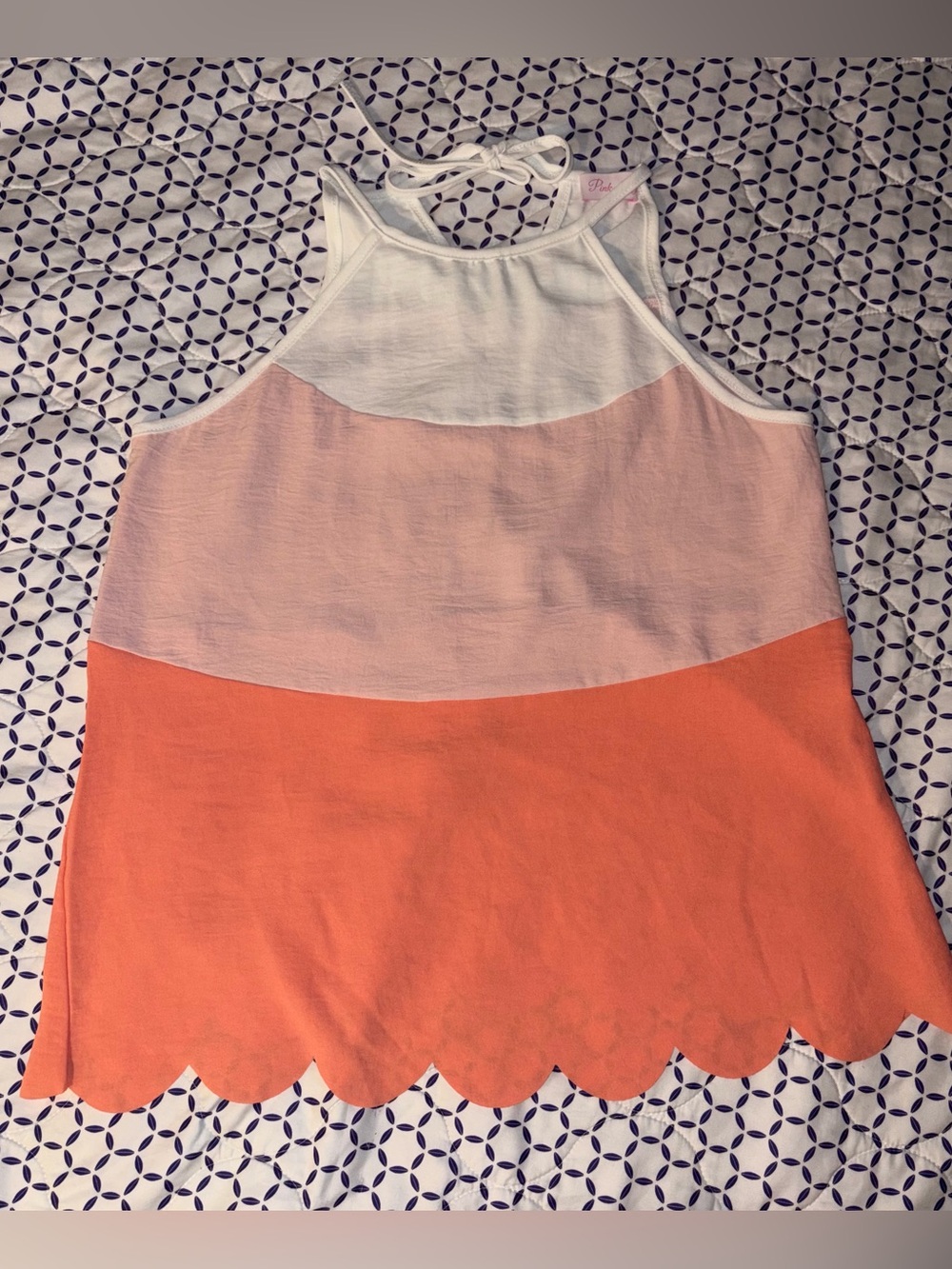 Pink Lily Colorblock Scalloped Hem Halter Tank Top – Size S